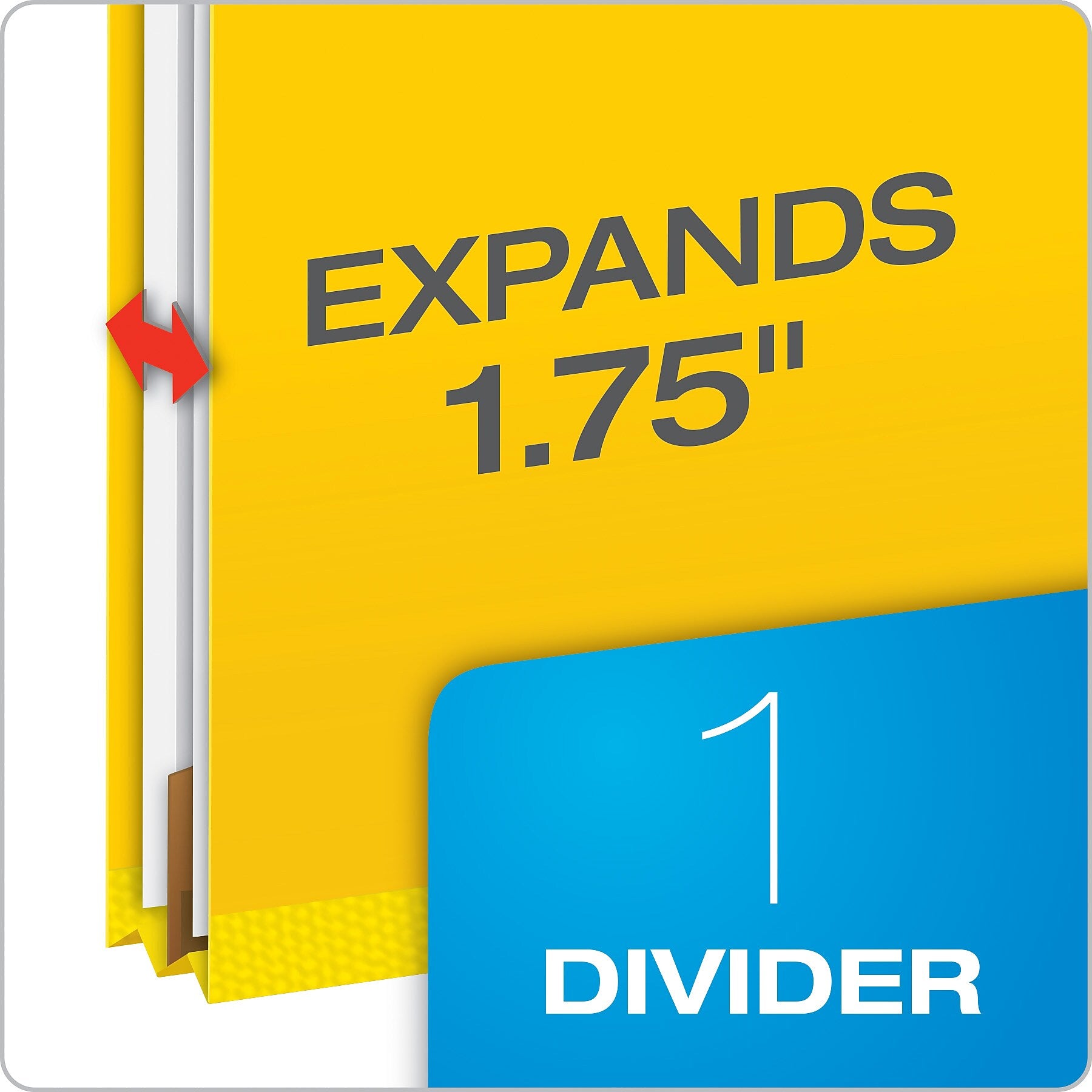 Pendaflex Pressboard Classification Folder, 1-Dividers, 1 3/4" Expansion, Letter Size, Yellow, 10/Box (23734)
