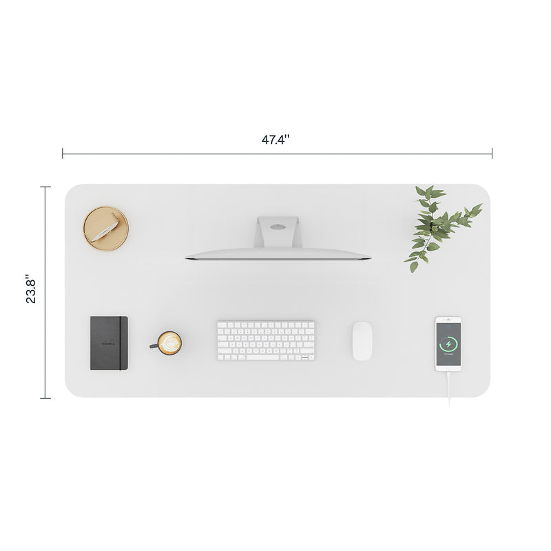 FlexiSpot EG9 48"W Electric Adjustable Glass Top Standing Desk, White (EG9W-E)