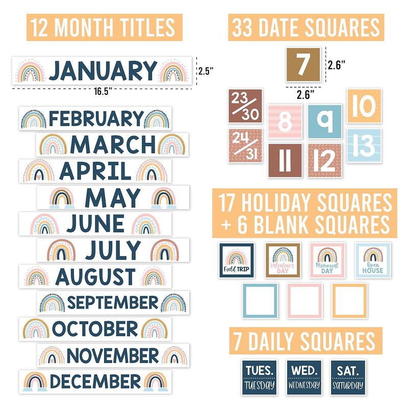 Hadley Designs Boho Circle Time Bulletin Board Calendar for Classroom, 100/Set (HDDX004A2JZ51)