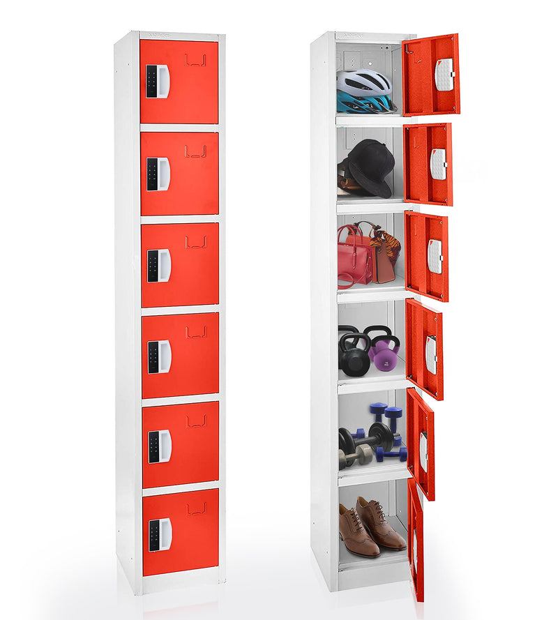 AdirOffice 72"H 6-Tier Red Storage Locker (ADI629-206-RED-DL)