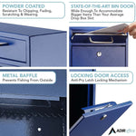 AdirOffice Steel Indoor/Outdoor Interoffice Drop Box Mailbox, Medium, Blue (631-05-BLU-PKG)