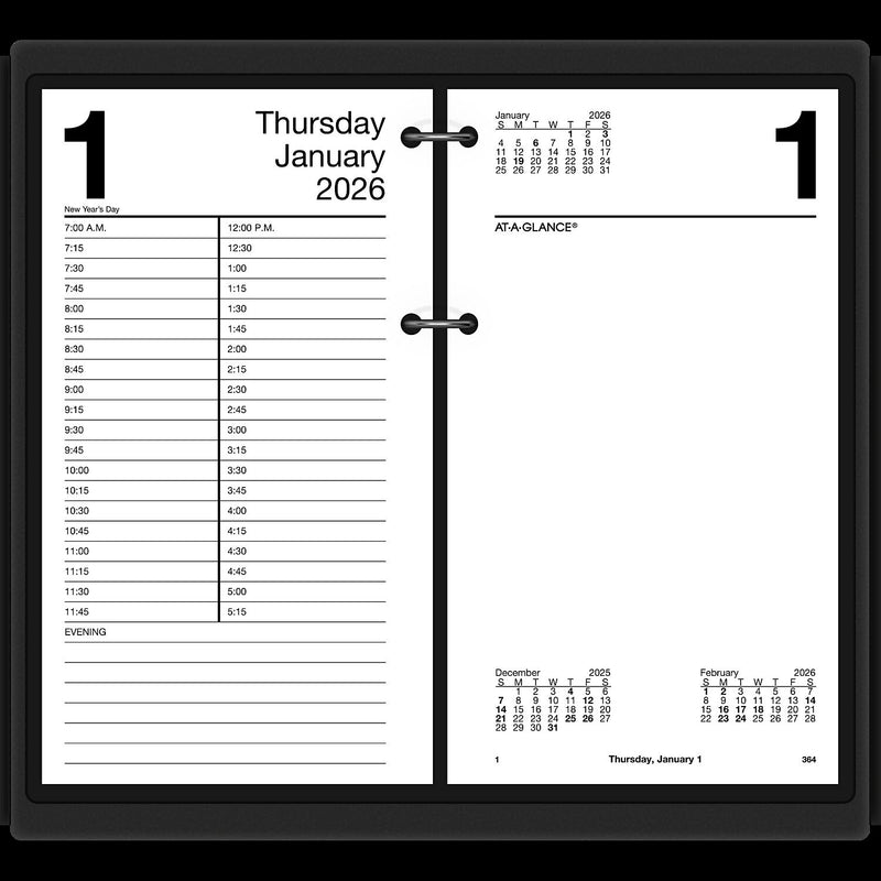 2026 AT-A-GLANCE 8" x 4.5" Daily Calendar Refill Pages, White/Black (E210-50-26)