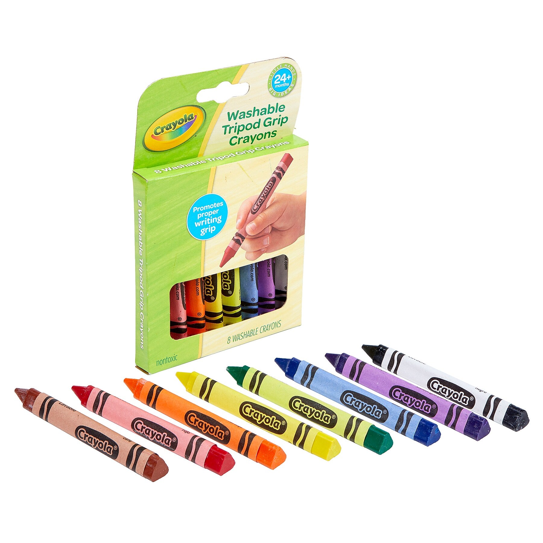 Crayola Washable Tripod Grip Triangular Crayons, Assorted Colors, 8/Pack, 8 Packs/Bundle (BIN811460-8)