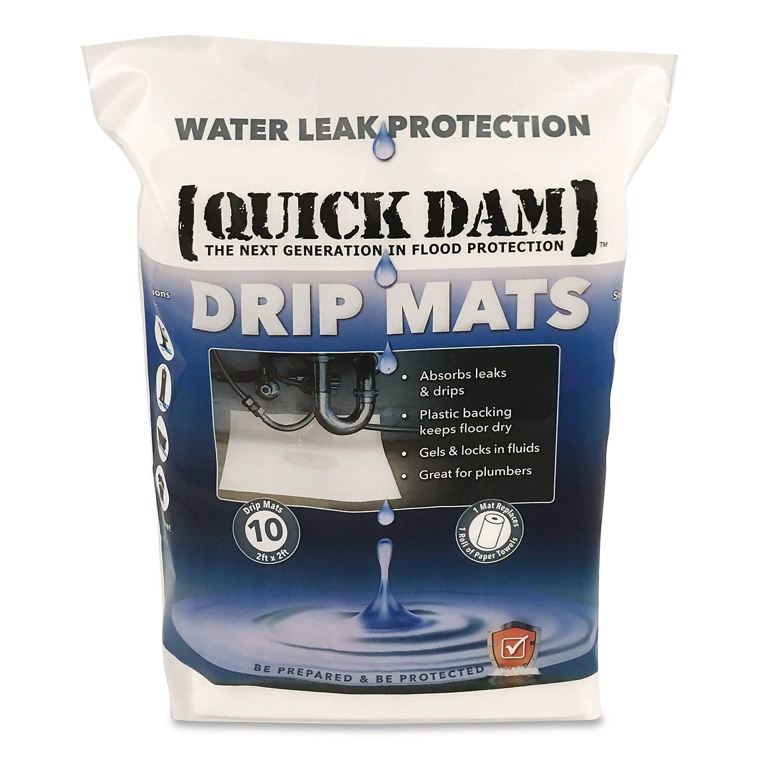 Quick Dam Water Drip Mats, 2', Up to 0.16 Gallons, 10/Pack (WUBM-10)