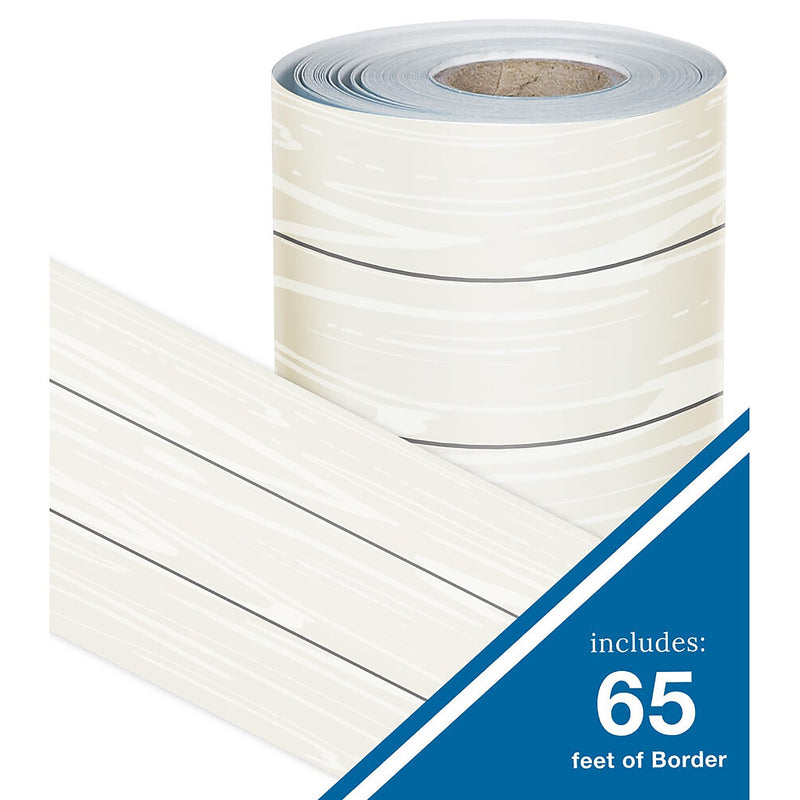 Carson Dellosa Education Rolled Straight Borders, 3"x 65', White Wood Grain, 3/Bundle (CD-108498-3)