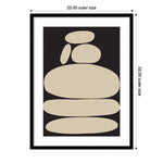 Amanti Art Zen River Rocks Black And Tan by The Creative Bunch Studio Wood Framed Wall Art Print, 25" x 33" (A42675532112)