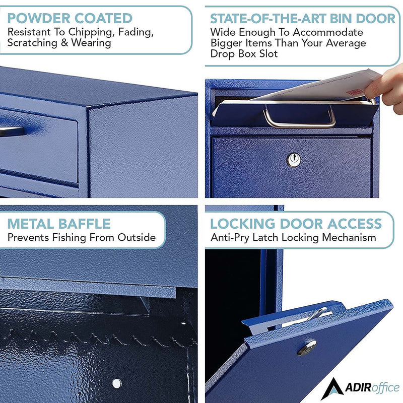 AdirOffice Steel Indoor/Outdoor Interoffice Mailbox, Blue (631-05-BLU)