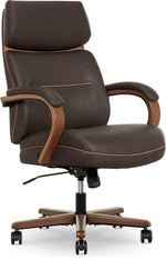 Finch NEO TWO Ergonomic Vegan Leather/Wood Swivel Executive Chair, Brown (52373-BRN)