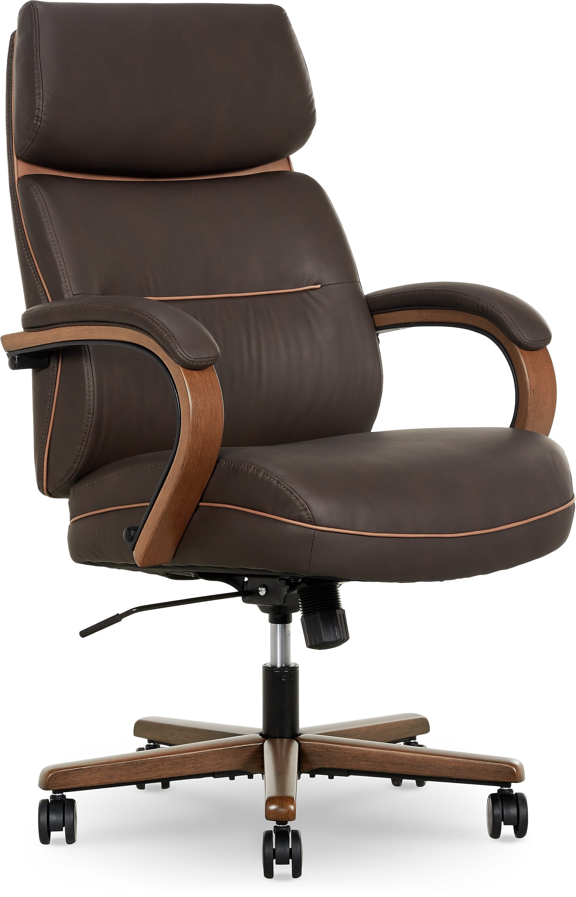 Finch NEO TWO Ergonomic Vegan Leather/Wood Swivel Executive Chair, Brown (52373-BRN)
