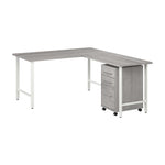 Bush Business Furniture Hustle 60"W L Shaped Computer Desk with 3 Drawer Mobile File Cabinet, Platinum Gray (HUS006PG)