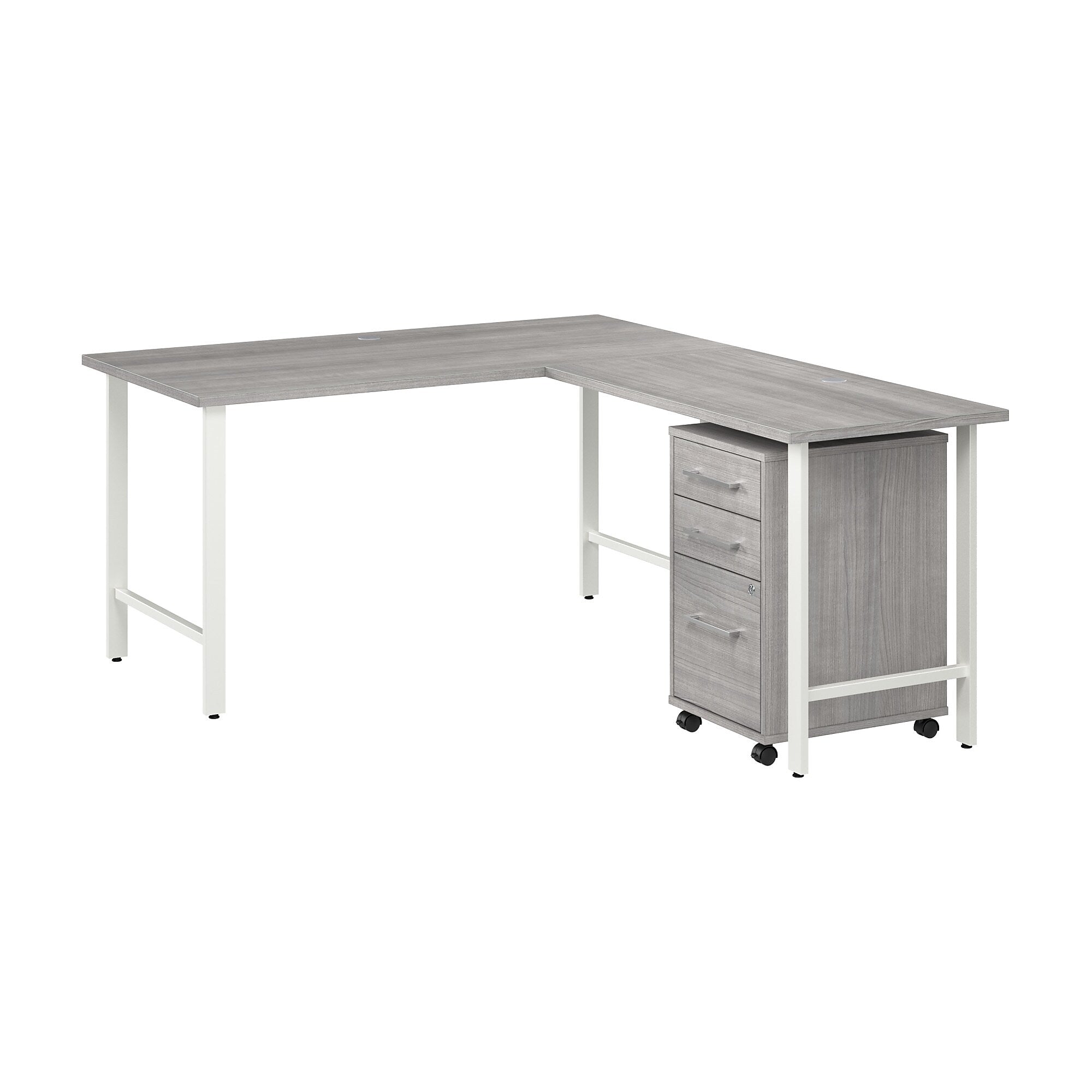 Bush Business Furniture Hustle 60"W L Shaped Computer Desk with 3 Drawer Mobile File Cabinet, Platinum Gray (HUS006PG)
