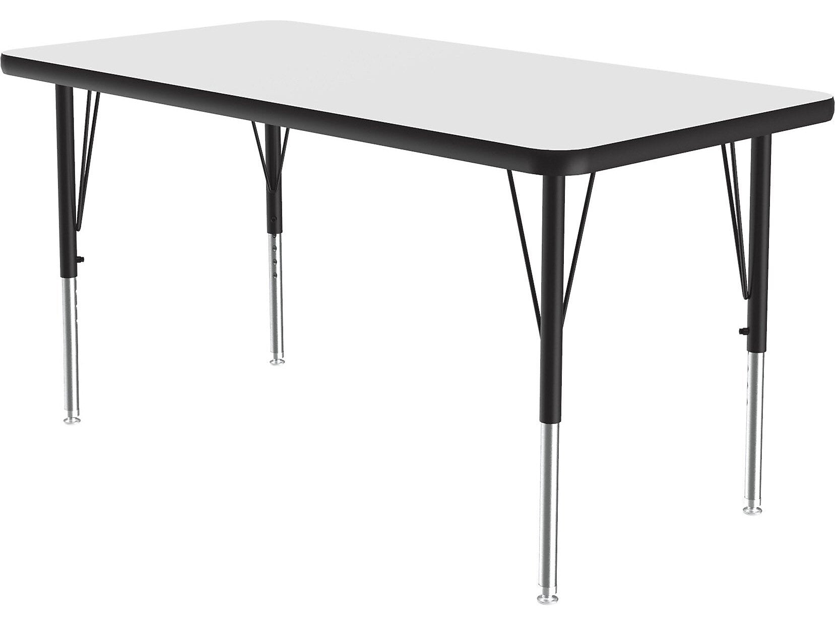 Correll Rectangular Activity Table, 36" x 24", Height-Adjustable, Frosty White/Black (A2436DE-REC-80)