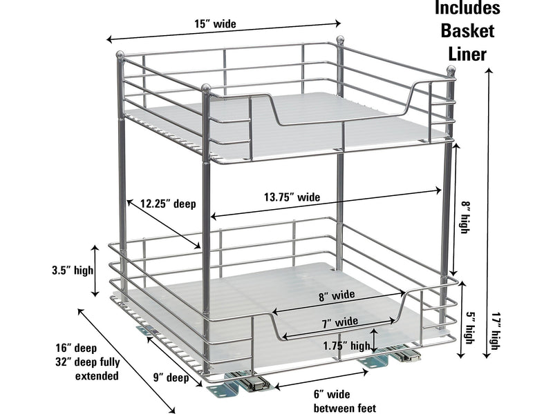 Household Essentials Glidez Steel 2-Tier Storage Organizer, Silver (25314-1)