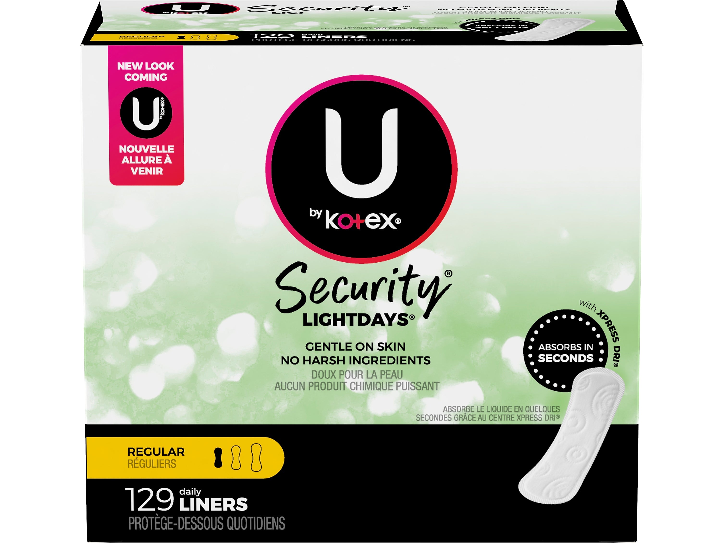 U by Kotex Security Lightdays Liner, Unscented, 129/Pack (49060)