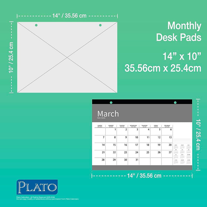 2025-2026 Plato Busy Bees 14" x 10" Academic Monthly Desk Pad Calendar (9798330700035)