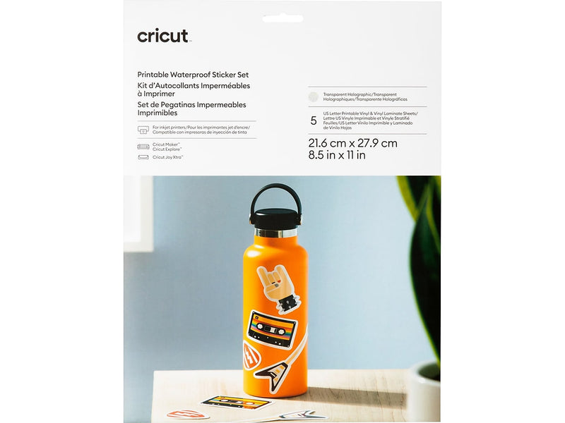 Cricut Die Cutting Printable Waterproof Holographic Sticker Set, Clear (2010350)