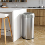 halo Stainless Steel Round Open Top Trash Can with Dual AbsorbX Odor Control System, Silver, 16 Gal. (OT16STR)