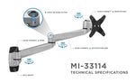 Mount-It! Modular Mount Adjustable Monitor Arm, Up to 27" Monitors, Gray/Silver (MI-33114)