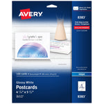 Avery Postcards, Glossy White, 4.25" x 5.5", Inkjet, 100/Pack (08383)