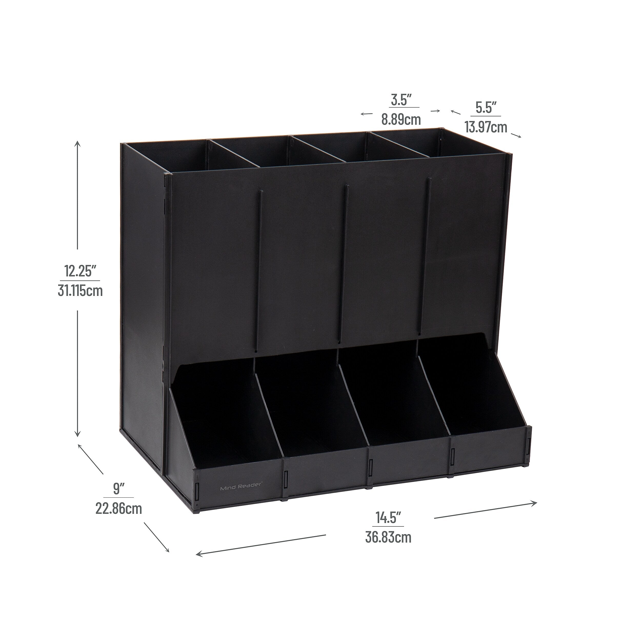 Mind Reader Plastic 4-Compartment Single Serve Coffee Pod Dispenser, 120 Pod Capacity, Black (CPODBK-BLK)