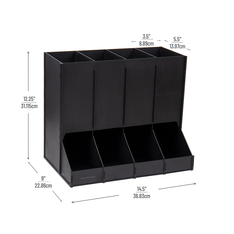 Mind Reader Plastic 4-Compartment Single Serve Coffee Pod Dispenser, 120 Pod Capacity, Black (CPODBK-BLK)