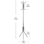 Mind Reader Freestanding Coat Rack, Multi-Hook Organizer, Silver, Metal (CRACK11-SIL)