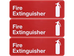 Excello Global Products Fire Extinguisher Indoor/Outdoor Wall Sign, 9" x 3", Red/White, 3/Pack (EGP-HD-0480)
