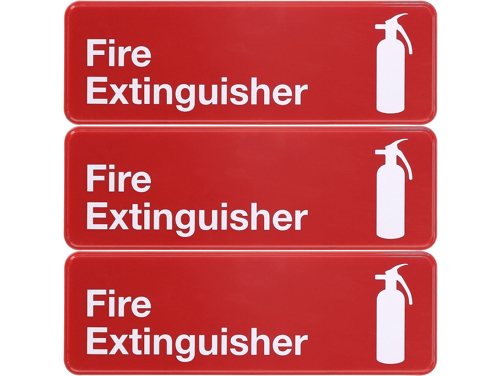 Excello Global Products Fire Extinguisher Indoor/Outdoor Wall Sign, 9" x 3", Red/White, 3/Pack (EGP-HD-0480)