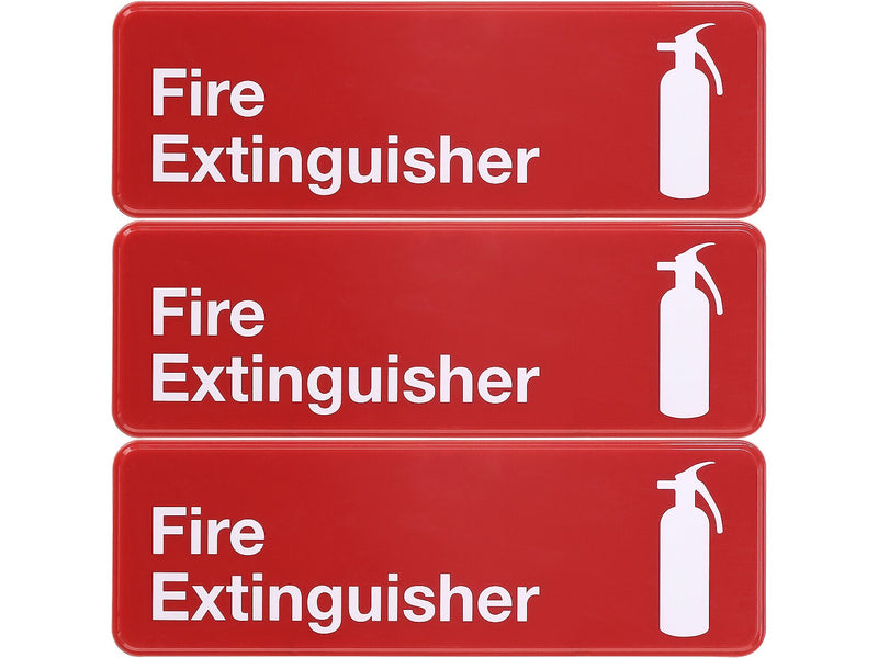 Excello Global Products Fire Extinguisher Indoor/Outdoor Wall Sign, 9" x 3", Red/White, 3/Pack (EGP-HD-0480)