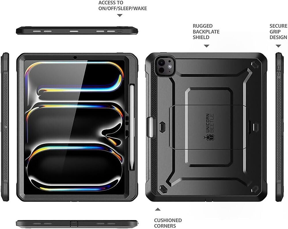 SUPCASE Unicorn Beetle Pro Plastic 13" Fullbody Case for iPad Pro 13" 7th Generation, Black (IP2413UBPSPBK)
