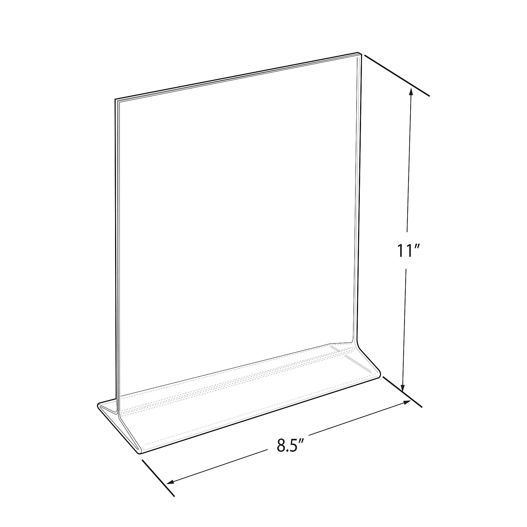 Azar Sign Holder, 8.5" x 11", Vertical, Table Top, Clear, Acrylic, 10/Pack (142715)