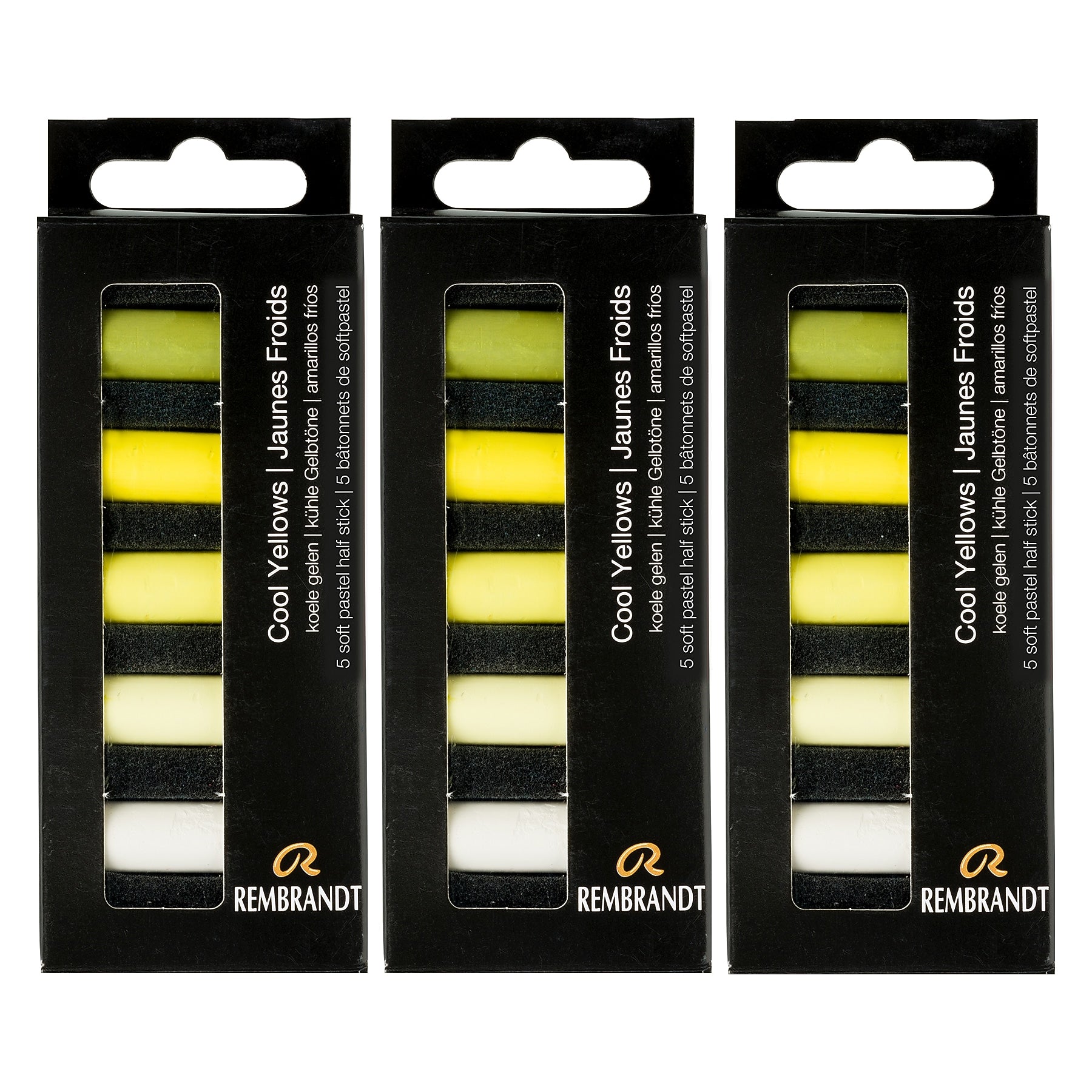 Rembrandt Soft Pastels Micro Sets, Cool Yellows, 5/Sets, 3 Sets/Bundle (RBX31820500-3)