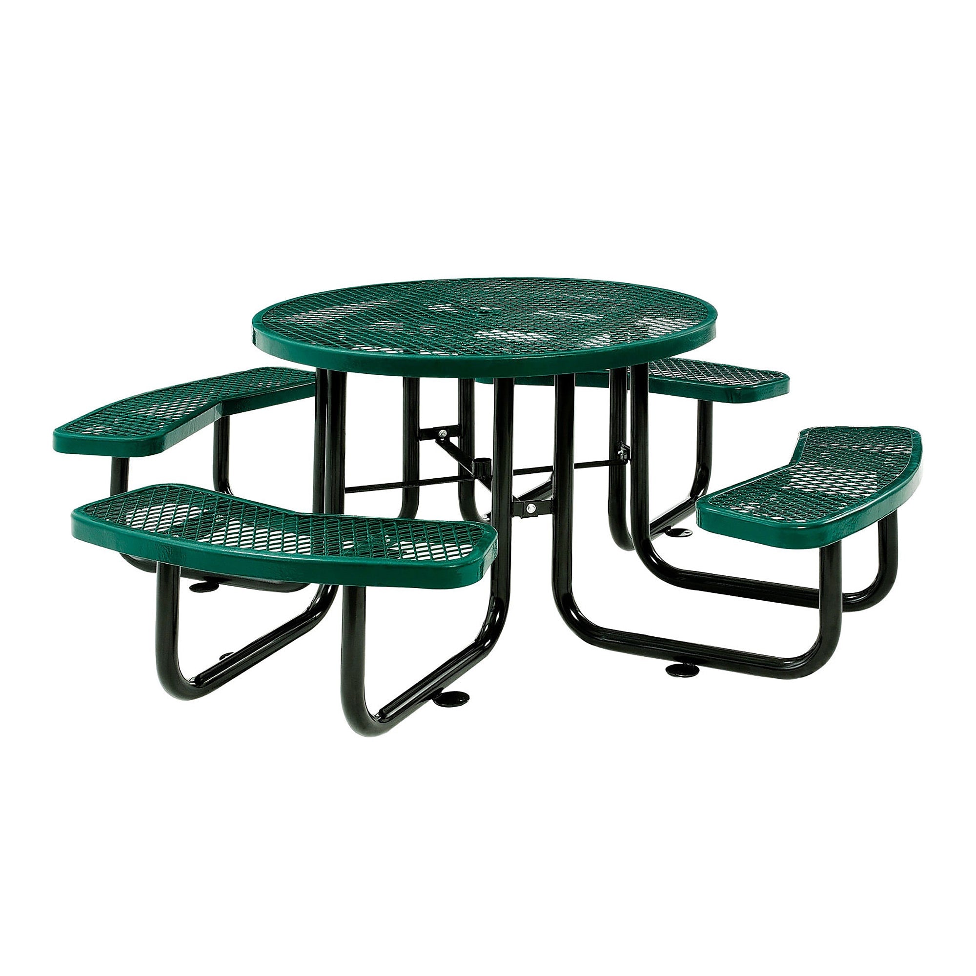Global Industrial 46" Round Picnic Table, Expanded Metal, Green (277150GN)