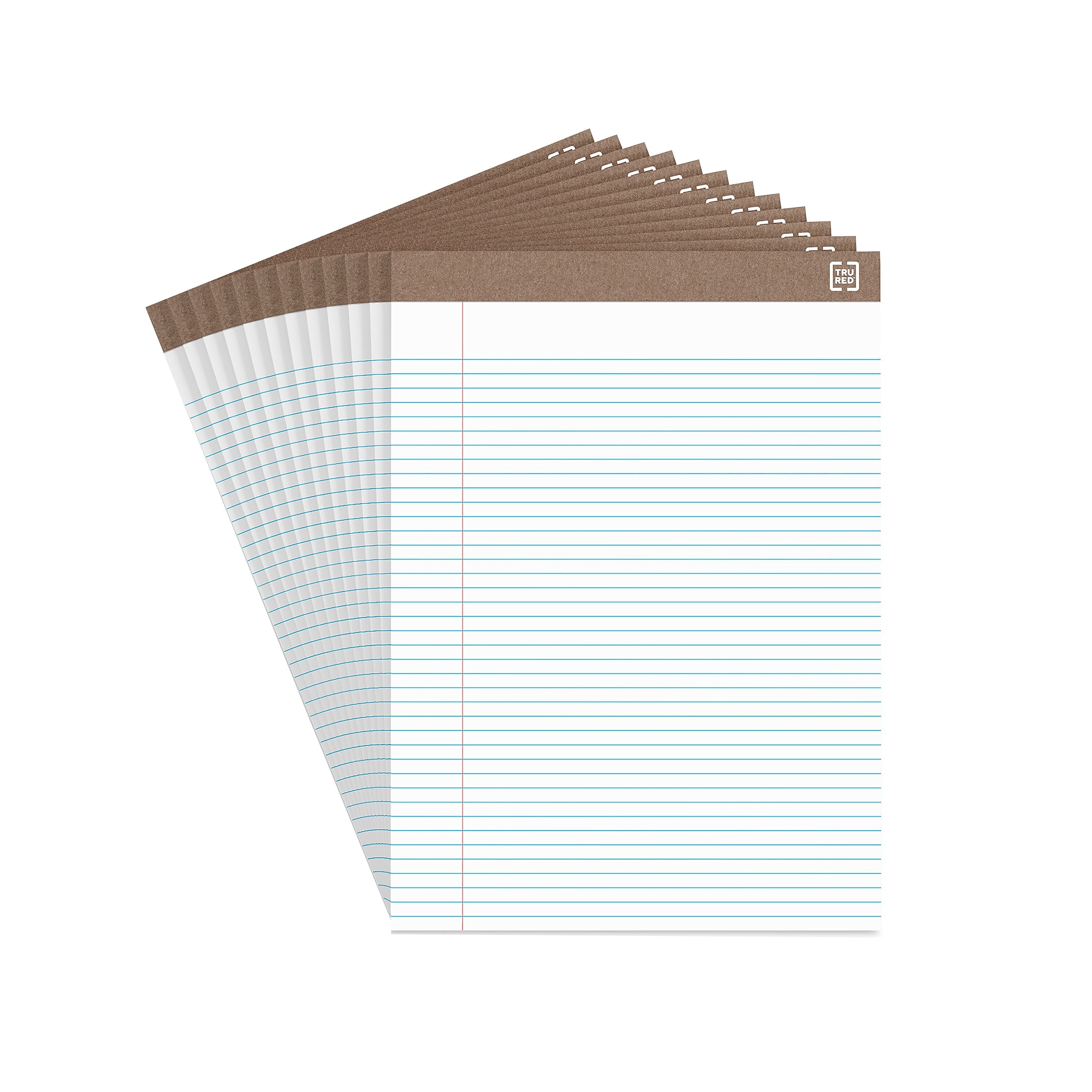 TRU RED™ Notepad, 8.5" x 11.75", Narrow Ruled, White, 50 Sheets/Pad, Dozen (TR59938/TR58187)