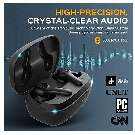 Treblab X9 Pro Wireless Noise Canceling Earbuds, Bluetooth, Black (X9-PRO)
