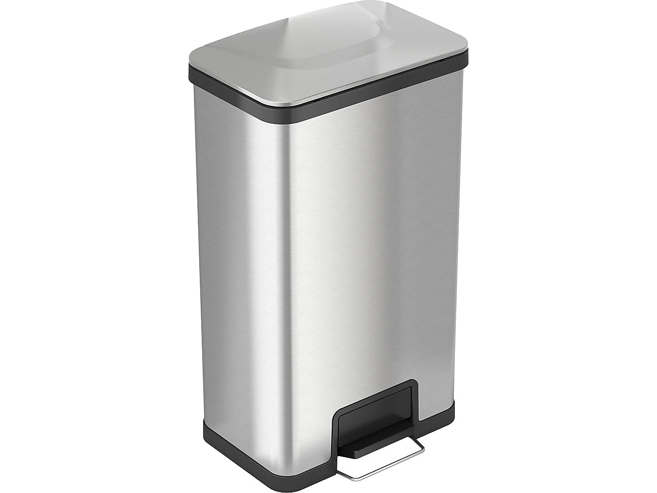 HLS Commercial Stainless Steel Step Trash Can with Hinged Lid, 18-Gallon, Silver (HLS18SS)
