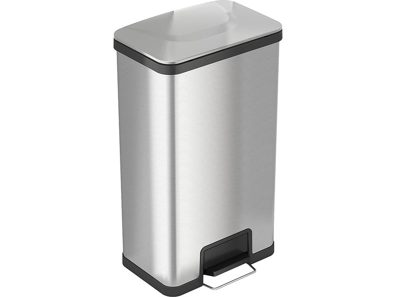 HLS Commercial Stainless Steel Step Trash Can with Hinged Lid, 18-Gallon, Silver (HLS18SS)