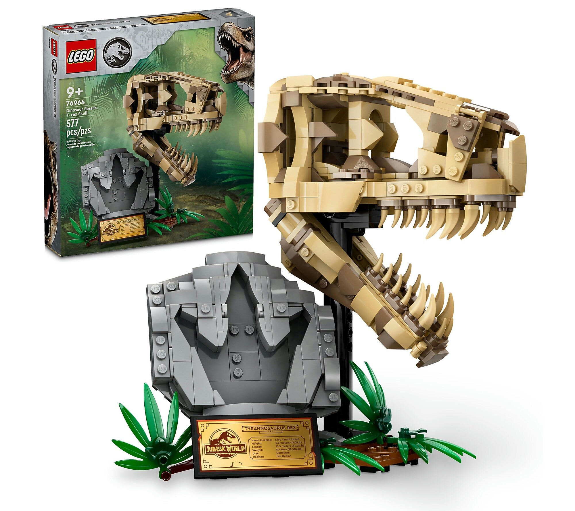 LEGO Jurassic World Dinosaur Fossils: T. rex Skull, 577 Pieces (76964)