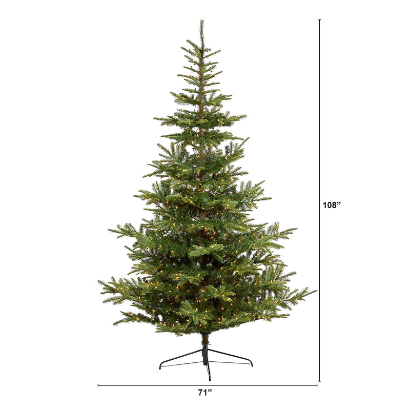 Nearly Natural 9-ft Layered Washington Spruce Artificial Christmas Tree with 750 Clear LED Lights (T1885)