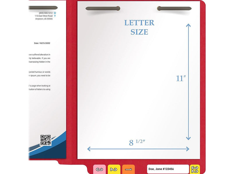 Medical Arts Press Heavy-Duty End Tab File Folder, Straight Cut, Letter-Size, Red, 40/Box (S-09459-RED)