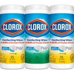 Clorox Disinfecting Wipes Value Pack, Fresh Scent and Crisp Lemon Scent, 35 Wipes/Container, 3/Pack (CLO 30112)