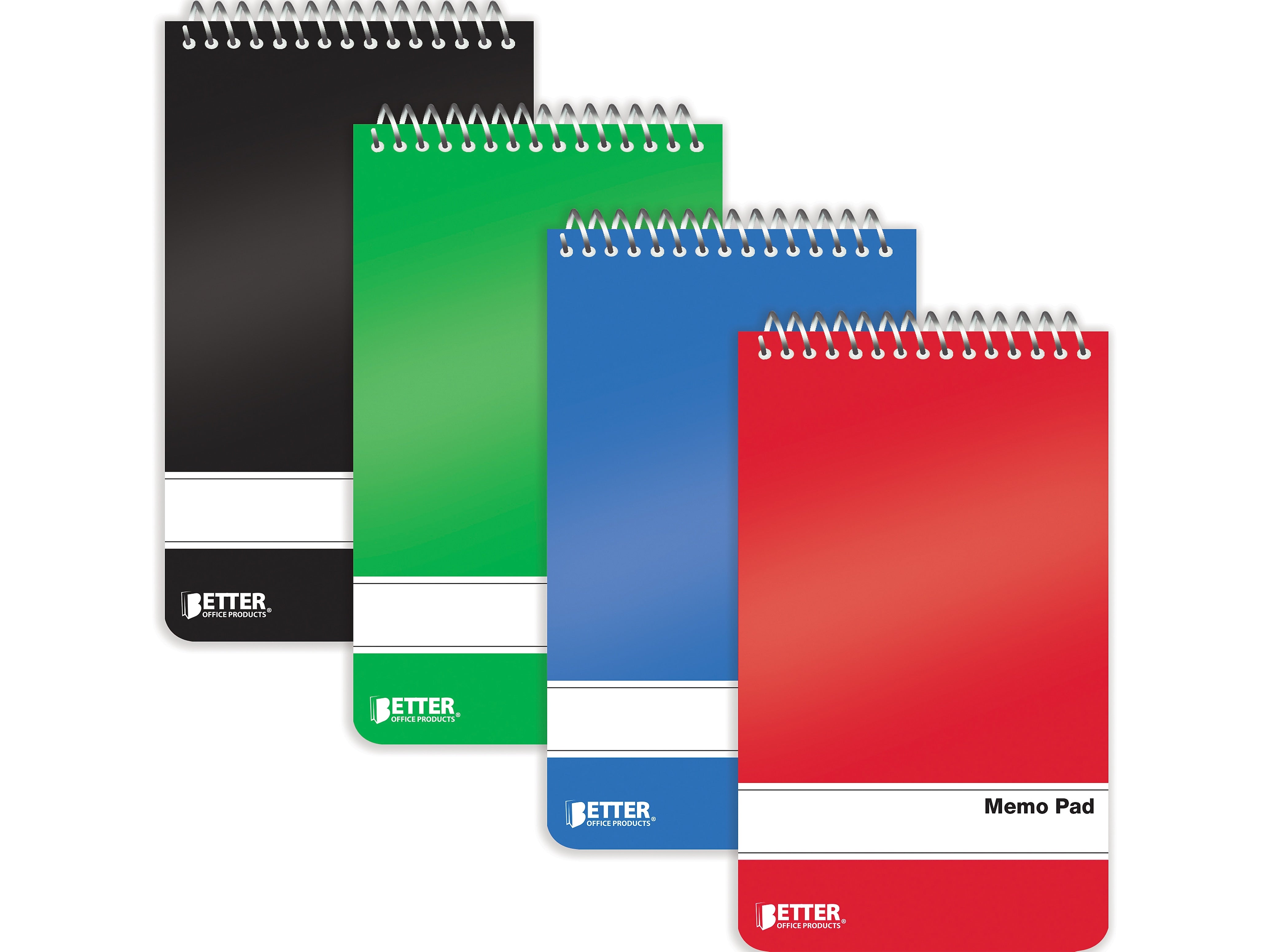 Better Office Memo Pads, 3" x 5", College-Ruled, Assorted Colors, 60 Sheets/Pad, 24 Pads/Pack (25924-24PK)