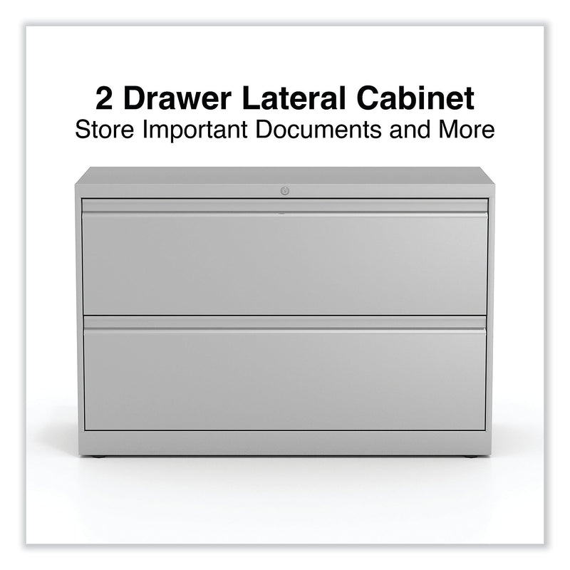Alera 2-Drawer Lateral File Cabinet, Letter/Legal Size, 42" x 18.63" x 28", Light Gray (ALEHLF4229LG)