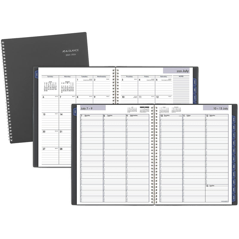 2025-2026 AT-A-GLANCE DayMinder 8.5" x 11" Academic Year Weekly & Monthly Planner, Plastic Cover, Charcoal (AYC520-45-26)