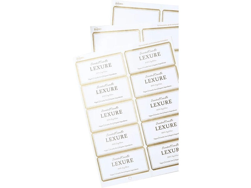 Avery Laser/Inkjet Shipping Labels, 2" x 4", White with Metallic Gold Borders, 100 Labels/Pack (6541)