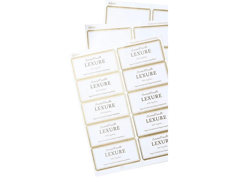 Avery Laser/Inkjet Shipping Labels, 2" x 4", White with Metallic Gold Borders, 100 Labels/Pack (6541)