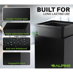 Alpine Industries Steel Trash Can with Square Lid, 29 Gallon, Black (ALP4450-KIT-BLK-S-TR)