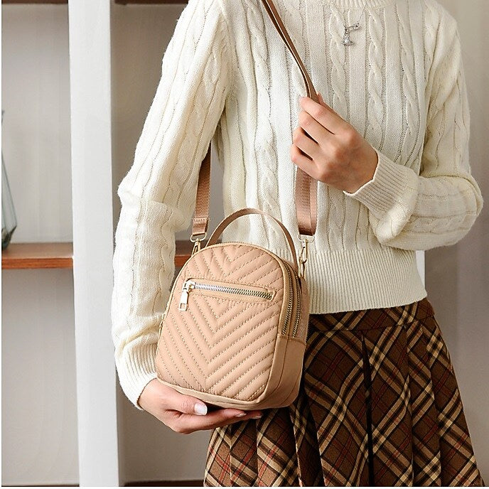 Nicci Polyester Cross-Body Quilted Bag, Nude (CB3240510C-NUD)