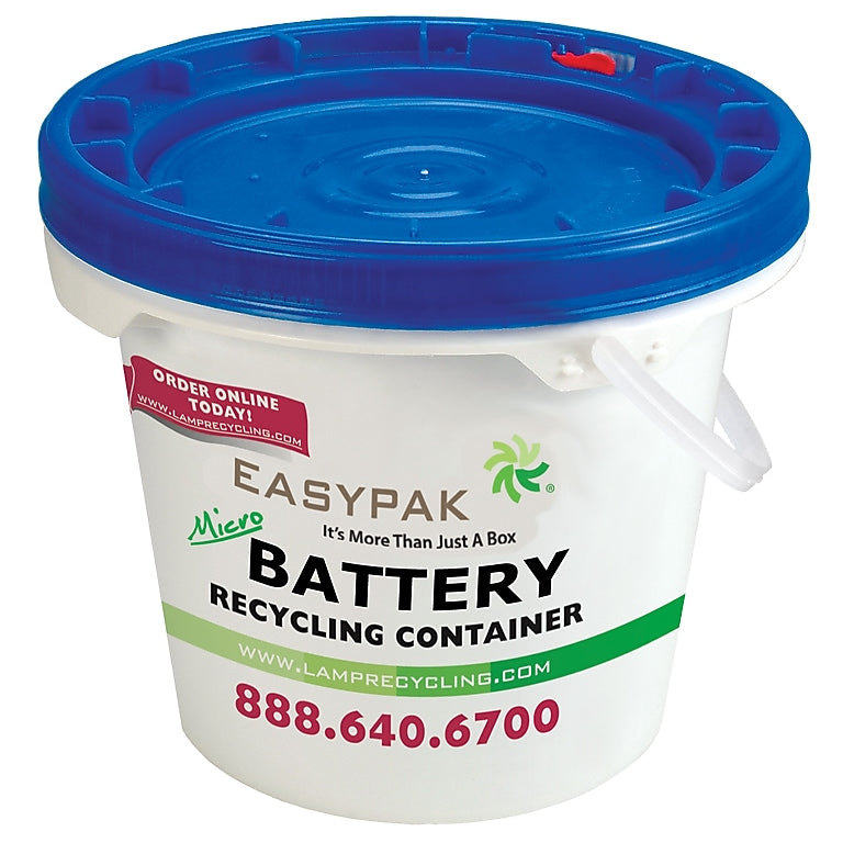 Terracycle Regulated Waste Plastic EasyPak Micro Battery Recycling Container, 0.6 Gallon, White (510-2000)