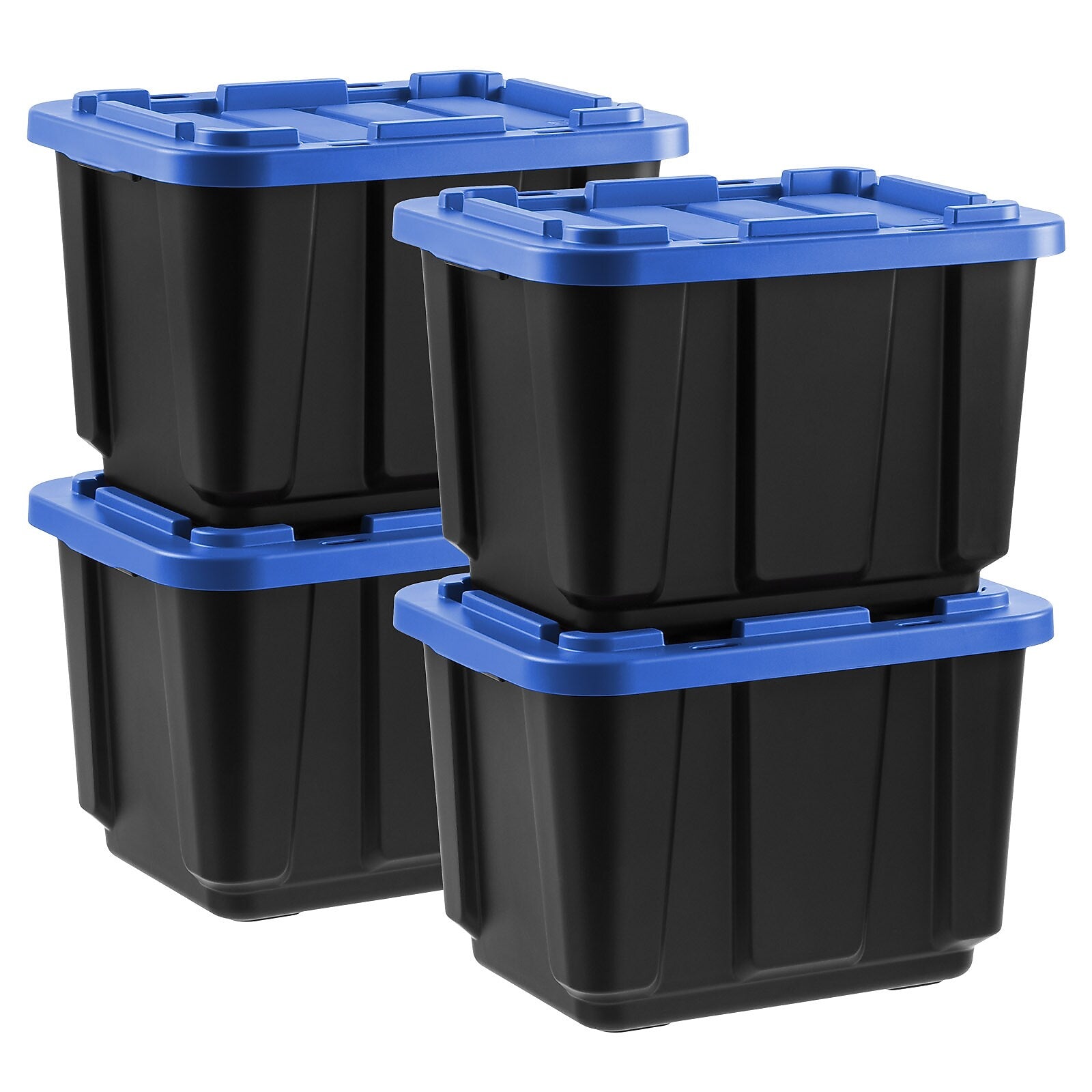 Iris 46 Quart Storage Container with Latching Lid, Plastic, Black, 4/Pack (500410)